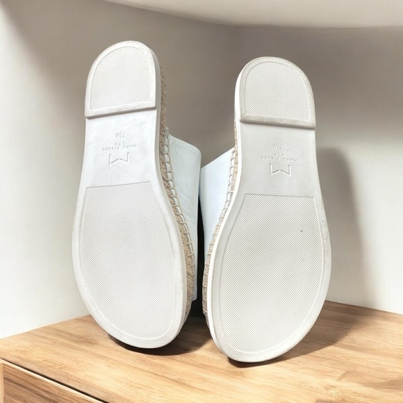 Marc Fisher White Leather Sandals 0.5” Platform Espadrille Braided Cord Size 7.5 - Picture 5 of 11